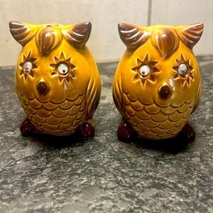 Owl salt & pepper shakers. Beady moving eyes. Excellent condition. Owl lovers !